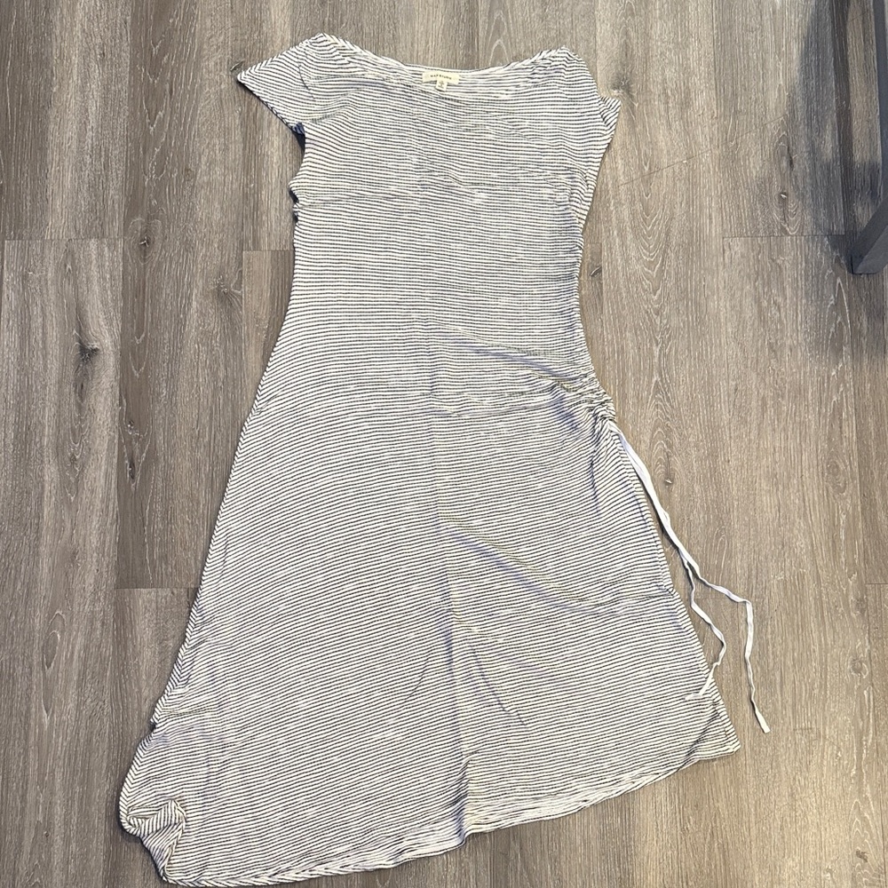 Max Studio Asymmetrical Striped Dress in Gray